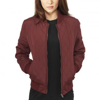 Urban Classic Women's Diamond Quilt Nylon Parka in Burgundy