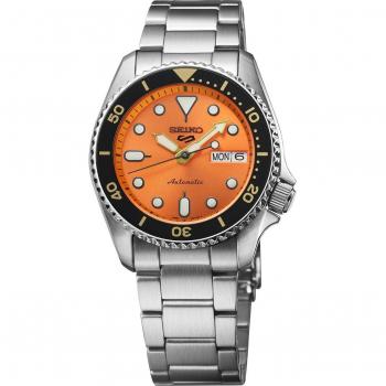 Seiko 5 Sports SKX Style Midi Orange Dial Automatic SRPK35K1 100M Mens Watch