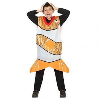Disfraz para Niños Pez Naranja - 7-9 Años, Gran Fiesta, incluye traje de pez naranja con detalles en escamas y aletas, fabricado en material suave y ligero, fácil de poner y quitar, ideal