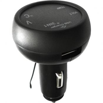 Mechero Universal para Coche con Cargador USB, Pantalla LED Digital, Voltímetro y Termómetro 3 en 1 (12V-24V)