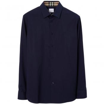 Burberry Men's Ekd Logo Cotton Shirt in Blue | Size Small | 8071800A1222