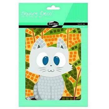 Maildor Cuadrado Deco Gato Mosaico de Pegatinas, Multicolor