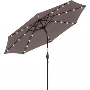 Sombrilla de Jardín Outsunny con 32 Luces LED Solares Ø265x233 cm Gris