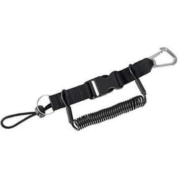 Seac Sub Stainless Steel Spiral Lanyard 1.3m with Carabiner, Black