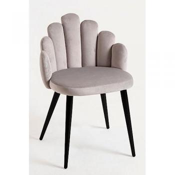 Silla de Comedor Hand de Terciopelo con Patas Negras - Color Gris