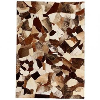 vidaXL Alfombra Retazos Cuero 120x170 cm Aleatorio Marrón/Blanco Tapete Estera