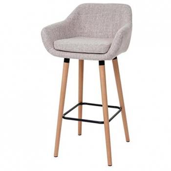Taburete de bar Malmö T381 - Textil, gris crema - Confortable y moderno