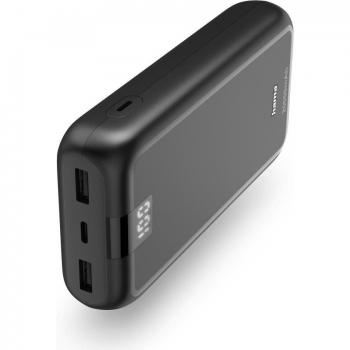 Hama Powerbank Performance 20, Batería Externa 20000 mAh, Carga Rápida, 3 Salidas (1x USB-C, 2x USB-A), Pantalla LED, Color Antracita