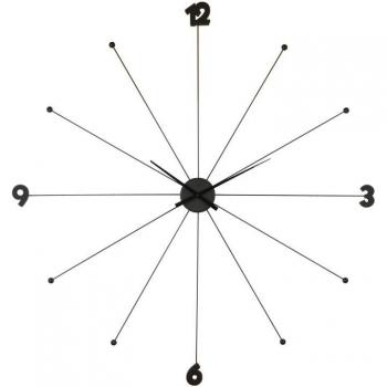 Reloj de Pared Like Umbrella Negro 100 cm, Diseño Moderno, Marco de Aluminio, Decoración para Salón y Oficina, Pila No Incluida