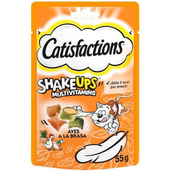 Catisfactions Shake Ups Aves a la Brasa Multivitaminas Snack para Gatos Adultos 55g