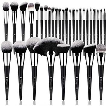 DUcare Brochas de Maquillaje Profesional Negro 32 pcs Maquillaje Profesional Pinceles Premium Synthetic Maquillaje de Ojos, Rubor, Contorno, Corrector, Pinceles Cosméticos