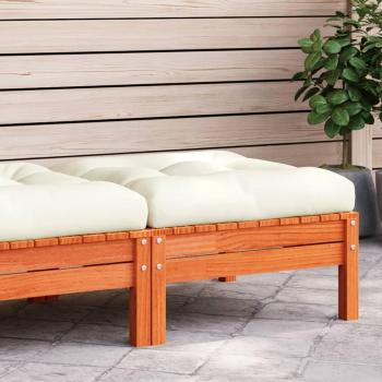 Garden Footstool with Cushion Wax Brown Solid Pine