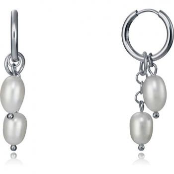 Pendientes Chic de acero con cadena y perlas