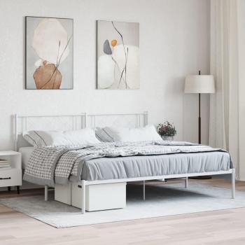 Estructura de cama sin colchón con cabecero de metal blanco 180x200 cm