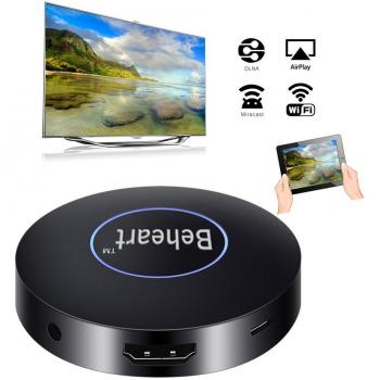 Beheart Wifi Display Dongle Wireless 1080P Mini Adaptador Soporte Miracast DLNA Airplay,HDMI+AV Receptor de salida dual para iOS/Android/ Windows / MacOS