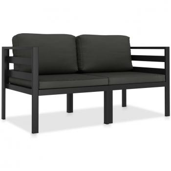 2-Piece Anthracite Aluminum Garden Sofa Set with Cushions