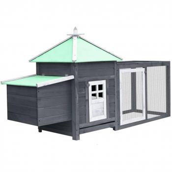 vidaXL Chicken Coop with Nest Box Grey 190x72x102 cm Solid Firwood