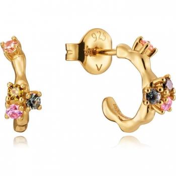 Pendientes Viceroy Trend de Plata Bañado en Oro con Circonitas de Colores