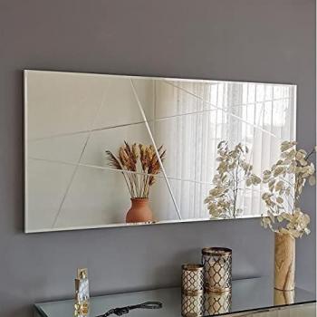 Espejo Rectangular de Vidrio 130 x 62 cm Elegancia Chic Plateado