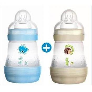 MAM - Biberón de plástico, 2 x 160 ml, multicolor