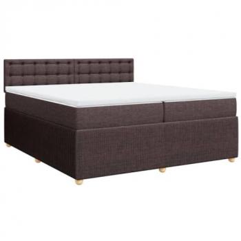 Cama box spring con colchón tela marrón oscuro 200x200 cm Vidaxl Marrón