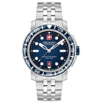 Reloj de buceo Swiss Military Hanowa Black Marlin, cronógrafo, acero inoxidable, resistente al agua, con fecha y cristal de zafiro