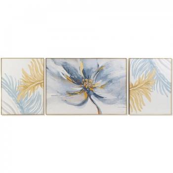 Cuadro DKD Home Decor Flores 240 x 3 x 80 cm - Pack de 3 cuadros de aluminio con diseño floral