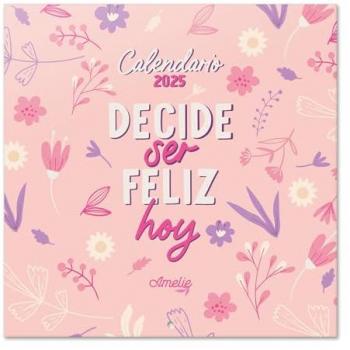 Calendario 2025 Pared 30x30 Amelie Erik Rosa con espacio para anotar e ilustraciones con frases motivadoras