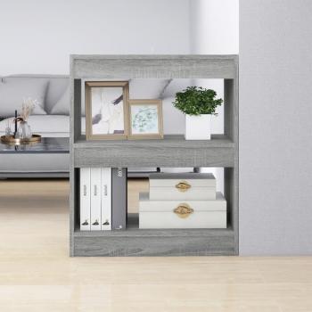 Estantería/divisor de espacios 60x30x72 cm color gris Sonoma, Blanco, Negro y Roble Sonoma, mueble de almacenaje para oficina, estudio, sala de estar y dormitorio