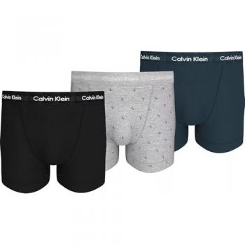 Calvin Klein Men's Cotton Stretch Trunks 3-Pack with Logo Waistband - Size XL - Light Grey
