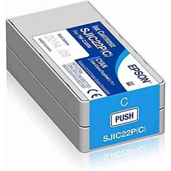 Epson SJIC22P(C) Cartucho de Tinta Cian Original para Impresora ColorWorks C3500 - C33S020602