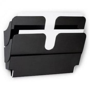 Durable FlexiPlus 2 A4 - Dispensador folletos de pared, 2 compartimentos, A4, horizontal, negro