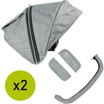 Olmitos Niu Ventt Twin Cochecito Gemelar con Capazos y Silla de Paseo, Incluye Pack de Accesorios (Capotas, Protectores de Arneses y Barras) en Gr