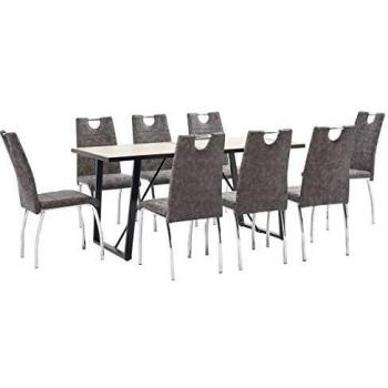 vidaXL Juego de Comedor 9 Piezas Cuero Sintético Mobiliario Decoración Interior Casa Hogar Robusto Duradero Resistente Funcional Práctico Útil Marrón