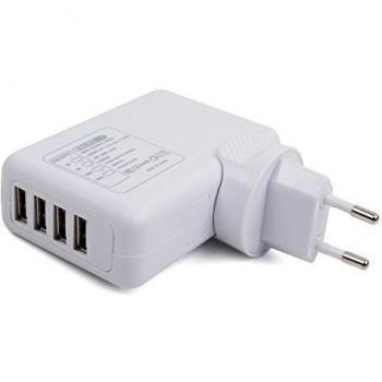 DURAGADGET Cargador De Viaje Para La Tablet BQ Tesla 2 W10 / W8 - Con 4 Puertos USB Y Enchufe Europeo - En Color Blanco