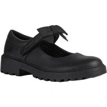 Geox Girls Casey Ballerina Bow School Shoes - Black - Size: 11