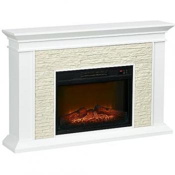 HOMCOM Chimenea Eléctrica con Calefacción 1800W, Efecto de Llama, Control Remoto, Temporizador Semanal, Protección Sobrecalentamiento, hasta 30 m², dimensiones 120x