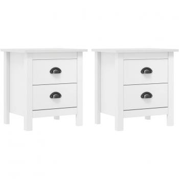 vidaXL Bedside Cabinet Hill Range 2 pcs White 46x35x49.5 cm Solid Pine Wood