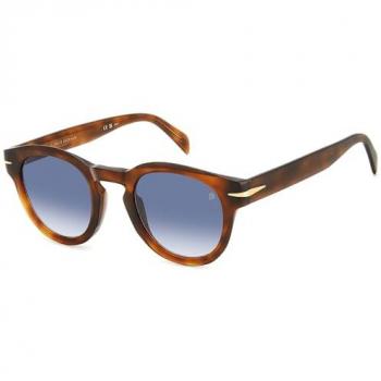 David Beckham Eyewear Flat Sunglasses in Havana/Blue Shaded, Brown male, Size: 49 MM
