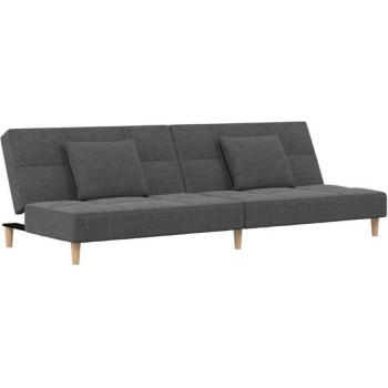 Sofá cama de 2 plazas con dos almohadas tela crema y verde