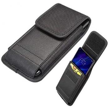 Funda Cinturón para LG K8S (2019) con Tarjetero Diseño en Piel y Nylon Vertical - Negra