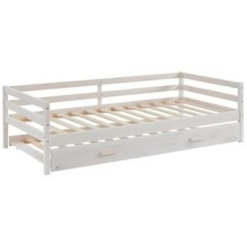 Cama nido AEDAN II - 2 x 90 x 190 cm - Pino macizo y MDF - Blanca