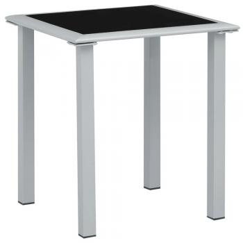 vidaXL Garden Table Black and Silver 41x41x45 cm Steel and Glass