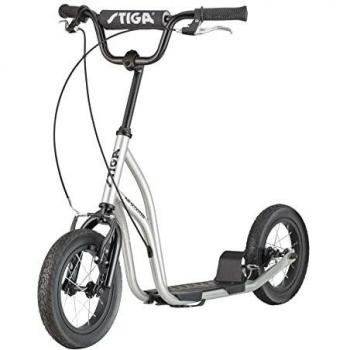 Patinete STIGA Air Scooter 12” - Plegable, Altura Ajustable, Ruedas de Goma, Manillar Regulable, Freno de Mano, Hasta 100 kg