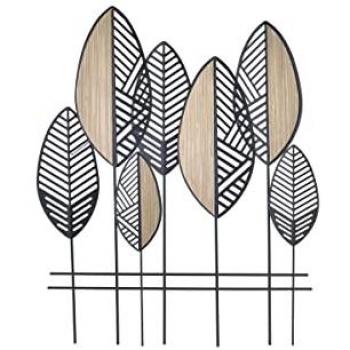 Decoración de Pared DKD Home Decor Marrón Negro Moderno Hoja de planta 81 x 4 x 102 cm