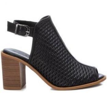 Sandalias abotinadas de piel para mujer color negro