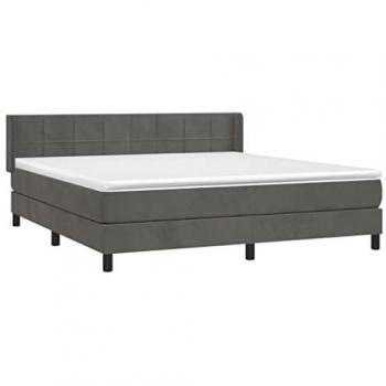 Cama box spring con colchón terciopelo gris oscuro 160x200 cm