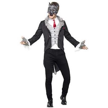 Smiffy'S 44395L Disfraz De Gran Lobo Feroz, Deluxe Con Chaqueta Cola De Quita, Gris, L - Tamaño 42-44