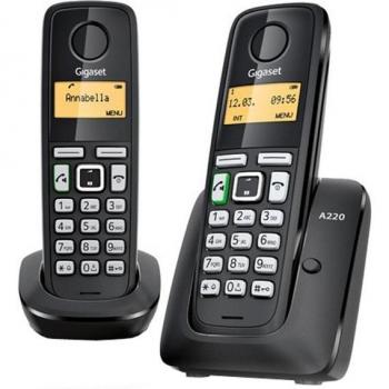 Teléfono Inalámbrico Digital DECT Gigaset A220 Duo Negro