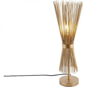 Lámpara de mesa rústica de latón y acero, diseño country, E27, adecuada para LED, máxima 1 x 40 Watt